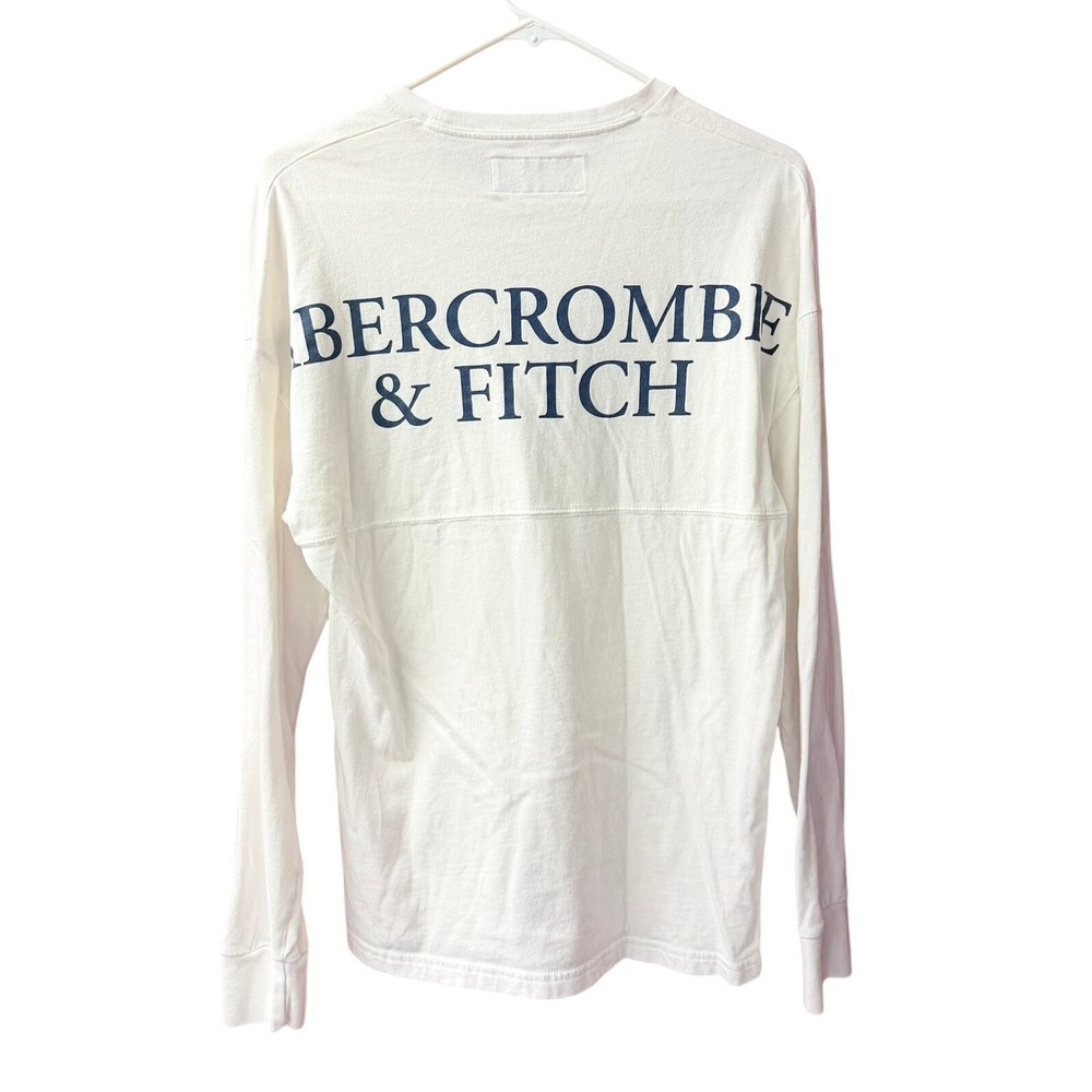 Abercrombie & Fitch Long Sleeve Tee Mens Small White Logo Graphic Soft Shirt